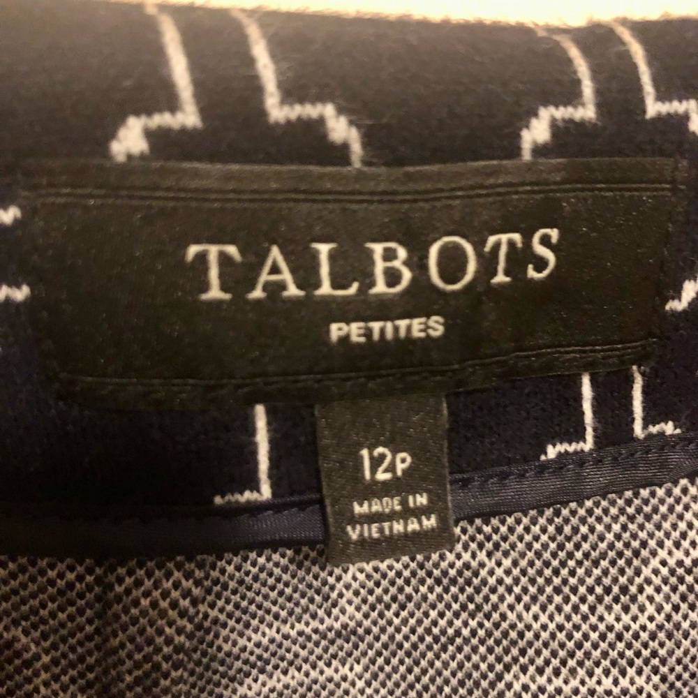 Talbots Navy & White Print Skirt 12p - Picture 6 of 10
